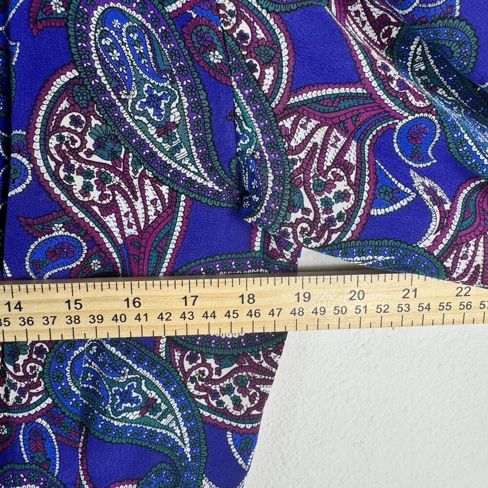 VTG Liz Claiborne Paisley LongSleeve Midi Dress Sz 8 BluePurpleTeal Fit & Flare - Picture 4 of 8